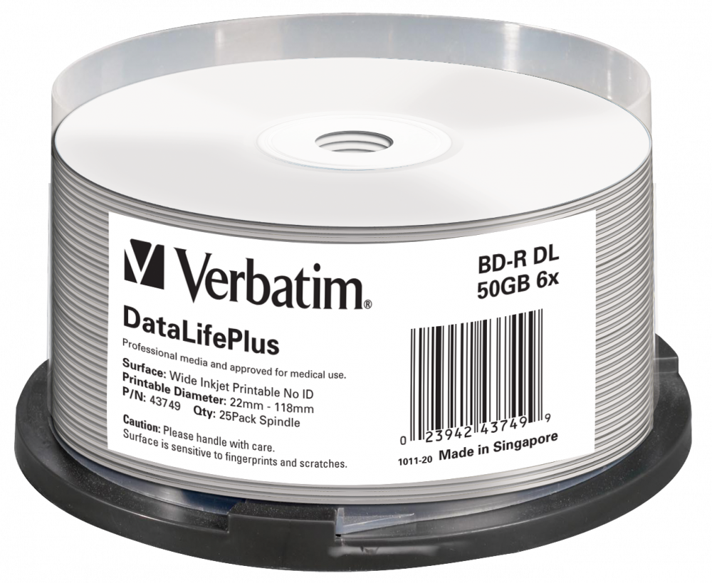 BD-R DL 50GB 6x Wide Printable 25 Pack Spindle - No ID Brand