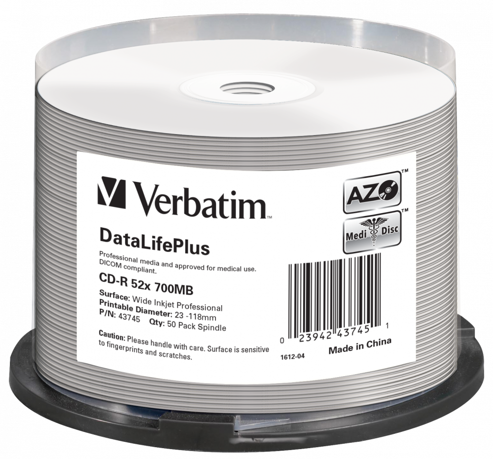 CD-R 52x DataLifePlus Wide Inkjet Printable 50pk Spindle - No ID Brand