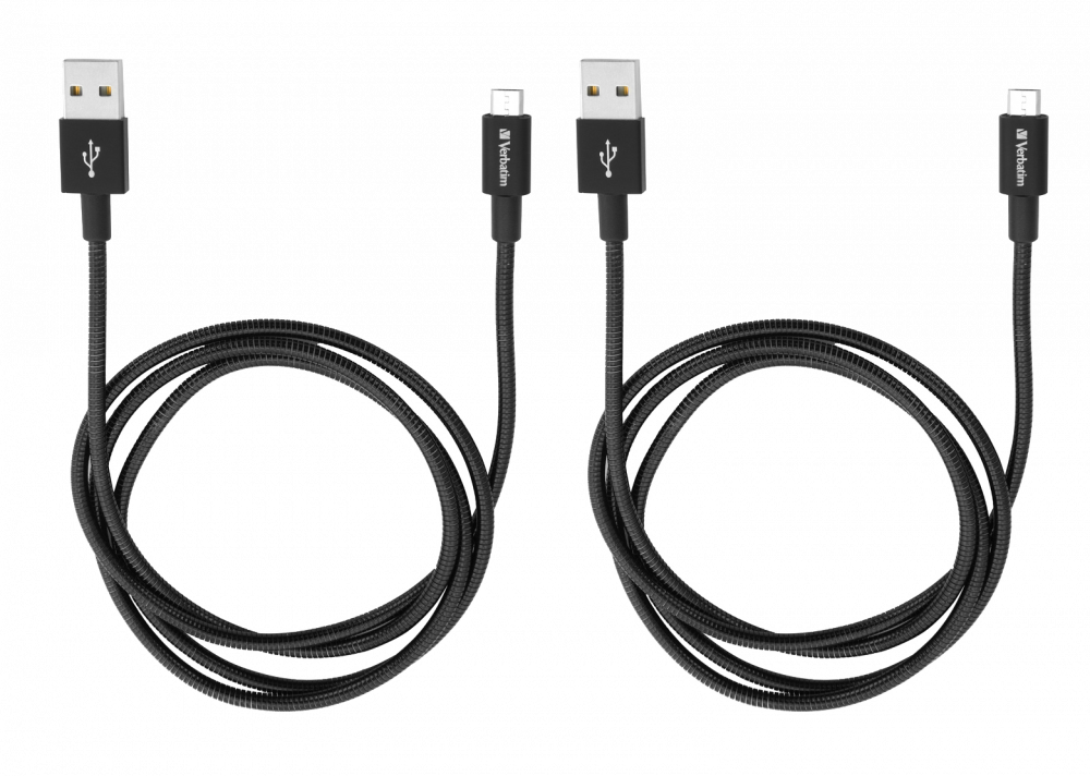 Micro USB Sync & Charge Cable 100cm Black - 2 Pack