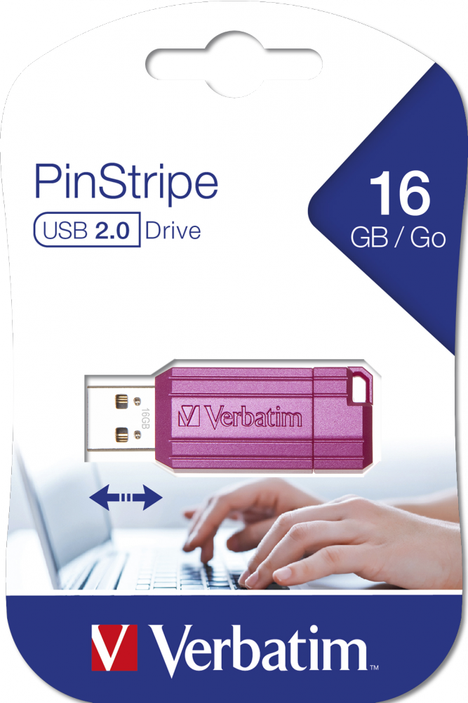 PinStripe USB Sürücü 16GB Sıcak Pembe