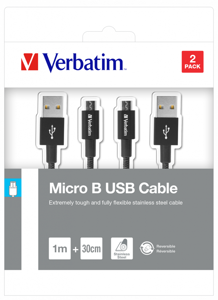 Mikro USB Eşitleme ve Şarj Kablosu 100 cm ve 30 cm Siyah 2'li Paket