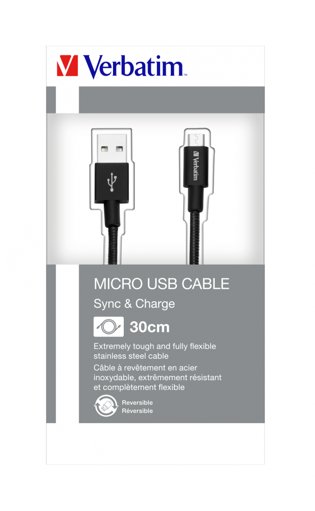 Verbatim Mikro USB Senkronizasyon ve Şarj Kablosu 30cm Siyah