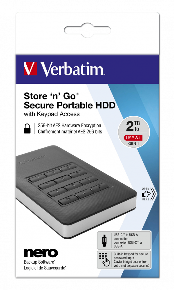 Store 'n' Go Secure Portable HDD with Keypad Access 2TB