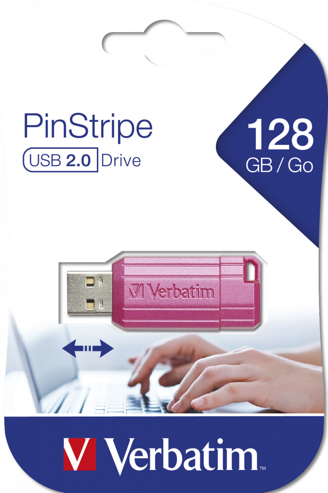 PinStripe USB Sürücü 128GB Sıcak Pembe