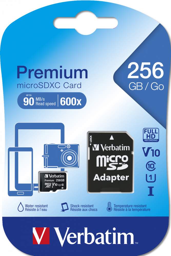 Premium U1 MicroSDXC Card 256GB + adapter